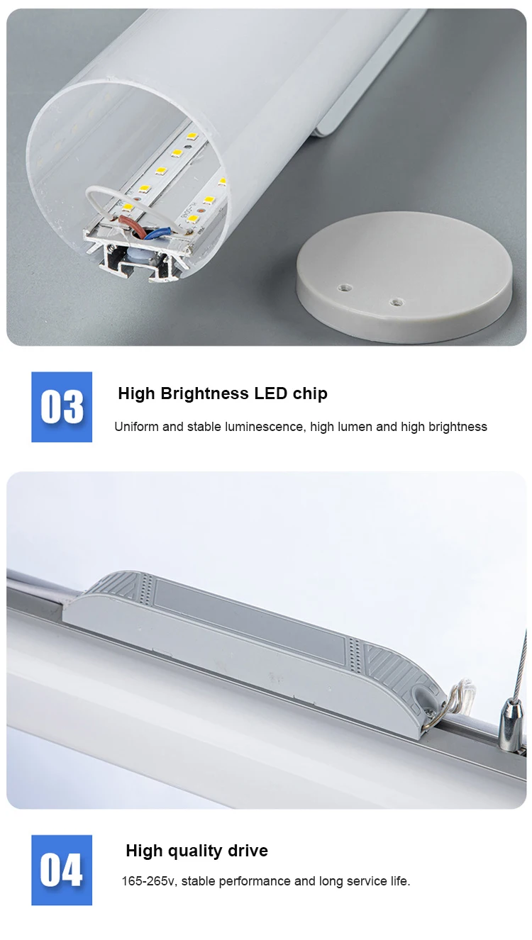High Brightness Led Hanging Light Home Office Lighting Modern LED Tube Pendant Light Living Room Interior Led Suspended Lamp