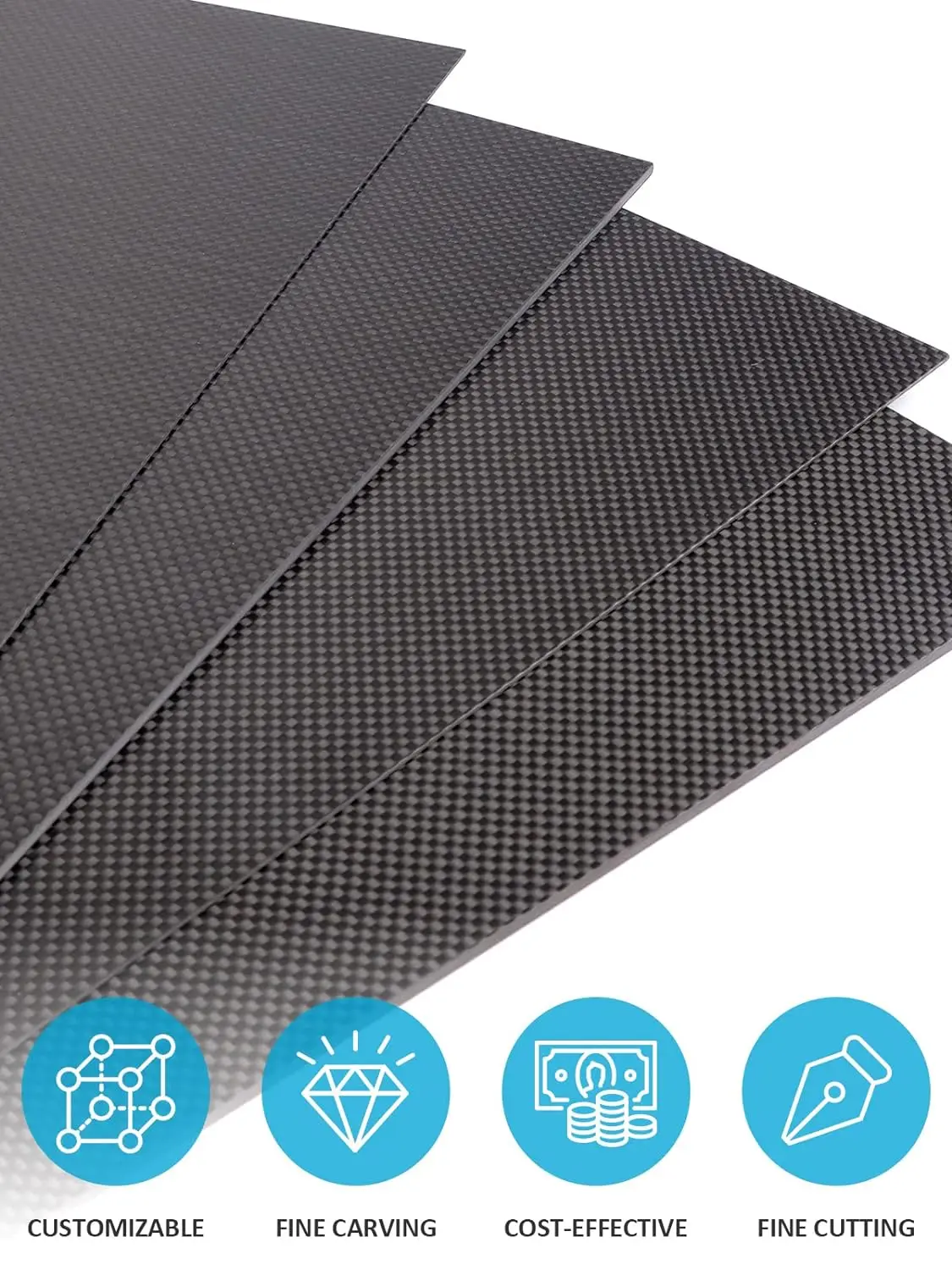 Carbon Fiber Board Plate Available in 0.5mm 1mm 1.5mm 2mm 2.5mm 3mm 4mm  3K Glossy Surface Carbon Fiber Plate Customized Size manufacture