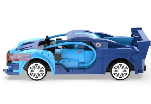 Dual Mode APP Control Rc Building Block Car Cada DIY Bugatti Veyron Blue Racer Car(325pc)
