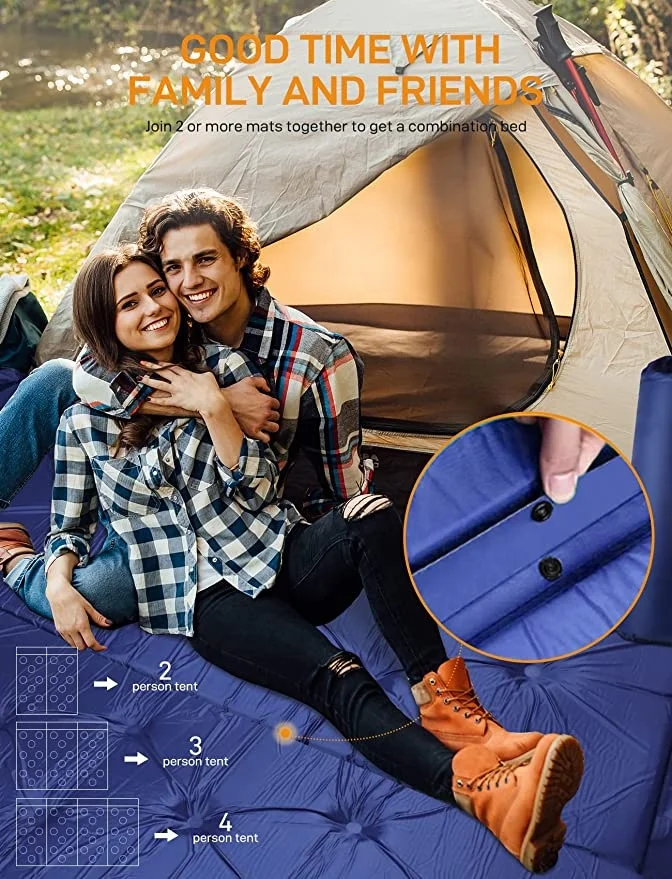 Самонадувающийся спальный коврик для кемпинга, надувной коврик из ПВХ, встроенный насос с подушкой, водонепроницаемый воздушный матрас для кемпинга