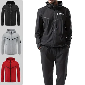 High Quality Waterproof Full Zipper Jacket and Loose Jogging Tracksuits Blank  2pc Gym Fitness Sports Outfit Activewear for Men