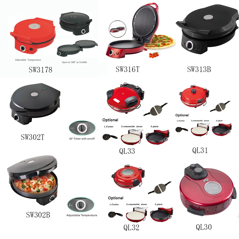 Control Upper and Bottom Plate Two Temperature  Knob 16 Inch Big Size Electric Pizza Maker