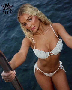 MLY Hot Selling Shell Cups Two-piece Bikini Swimsuit Beach Wear Bathing Suits Swimwear Sexy Designer Bikini