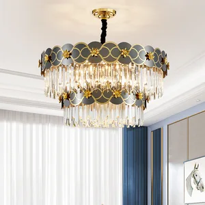 Zeal Lighting Indoor Lighting Rectangular Led Lights Gold Modern Crystal Pendant Chandeliers