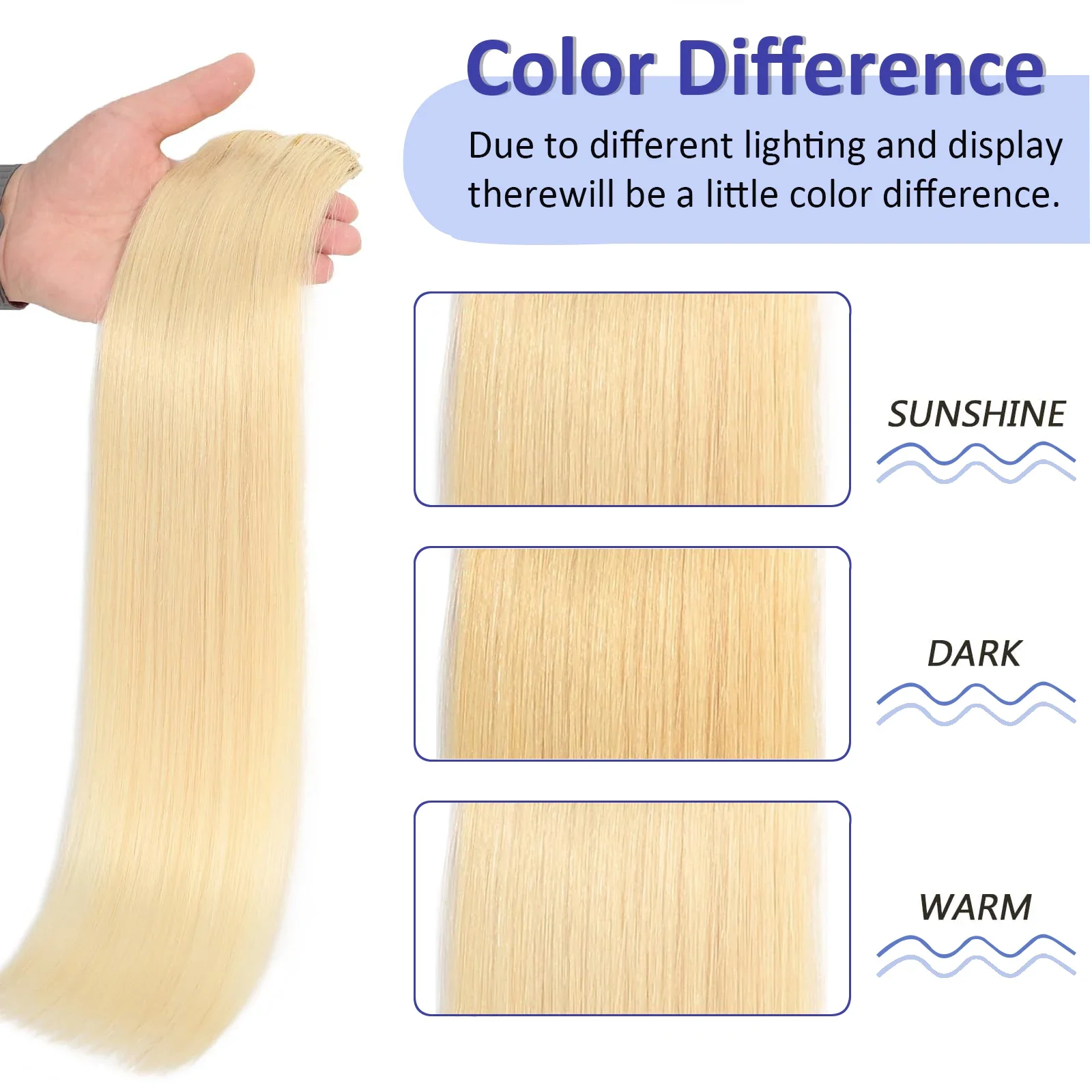 Extensii de păr blonde cu clipsuri, culoare os, 8 buc., păr Remy brazilian, 18 clipsuri, 16-26 inci_voghion.com