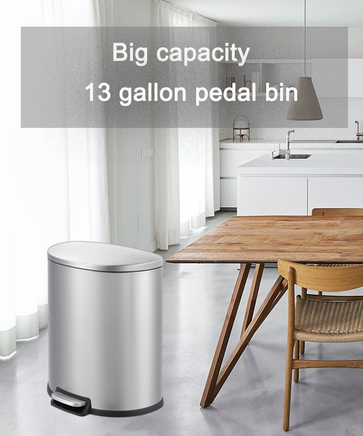 Wholesale 50l Large Capacity Kitchen Foot Pedal Garbage Bin Stainless ...