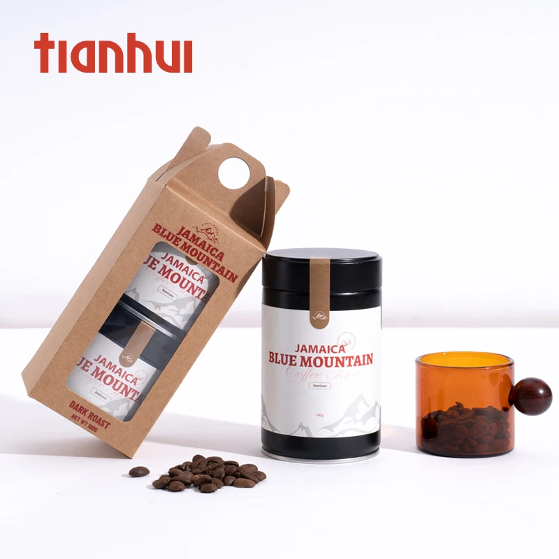 Tianhui Özel Boş Kutu Kraft Kağıt Çay Kahve Çekirdekleri için Taşınabilir Kutular Teneke Kutular ile Hediye Paketleme