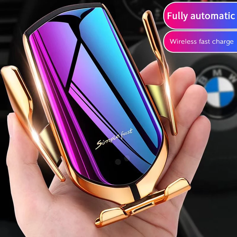 2020 Новый универсальный инфракрасный датчик автоматическим зажимом, устанавливаемое на вентиляционное отверстие в салоне автомобиля Автомобильный держатель для телефона на магните R1 R2 10 Вт Беспроводное зарядное устройство для быстрой зарядки автомобил