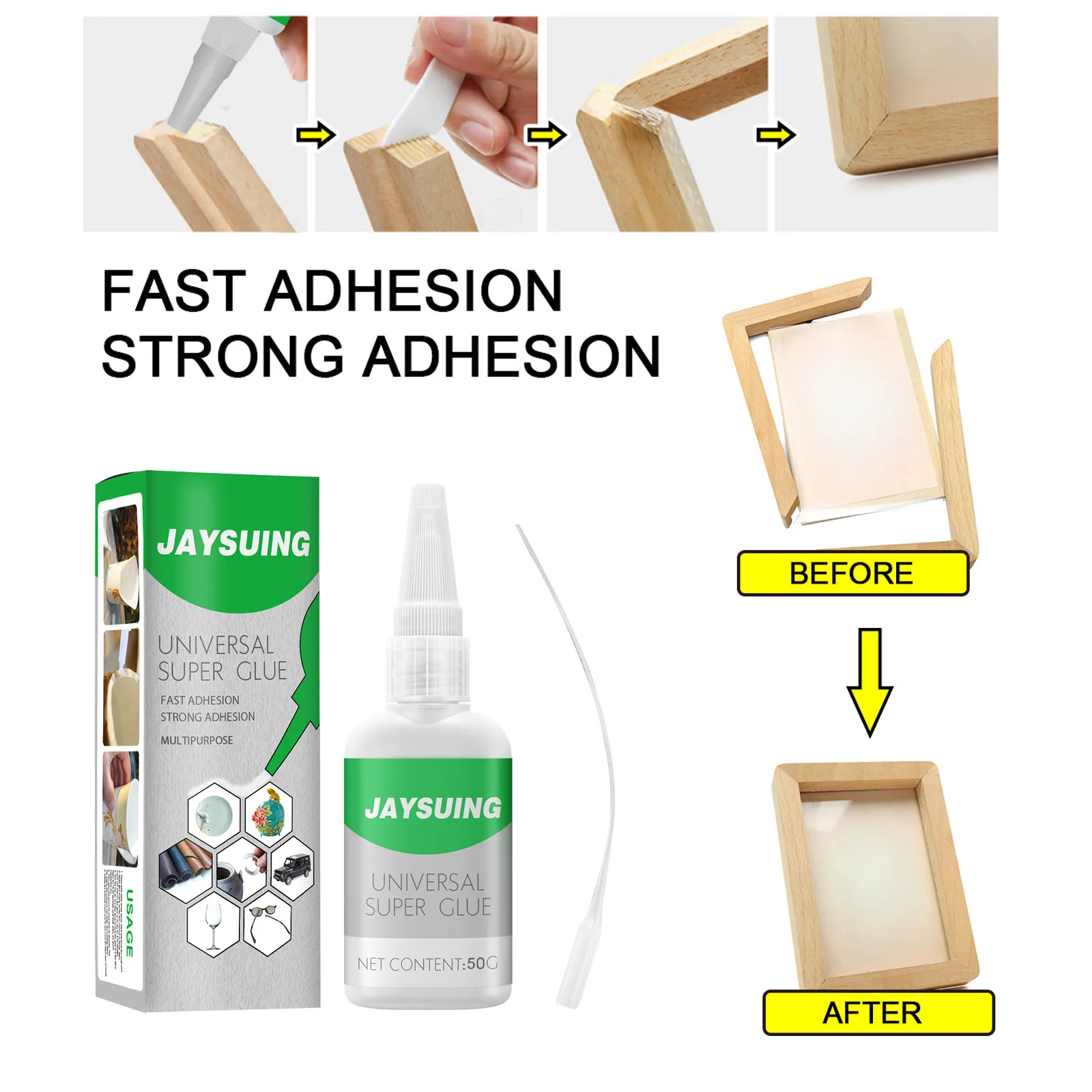 Jaysuing Multifunctional Adhesive Glue Heat Resistant Water Resistant Tile Leather Wood Repair