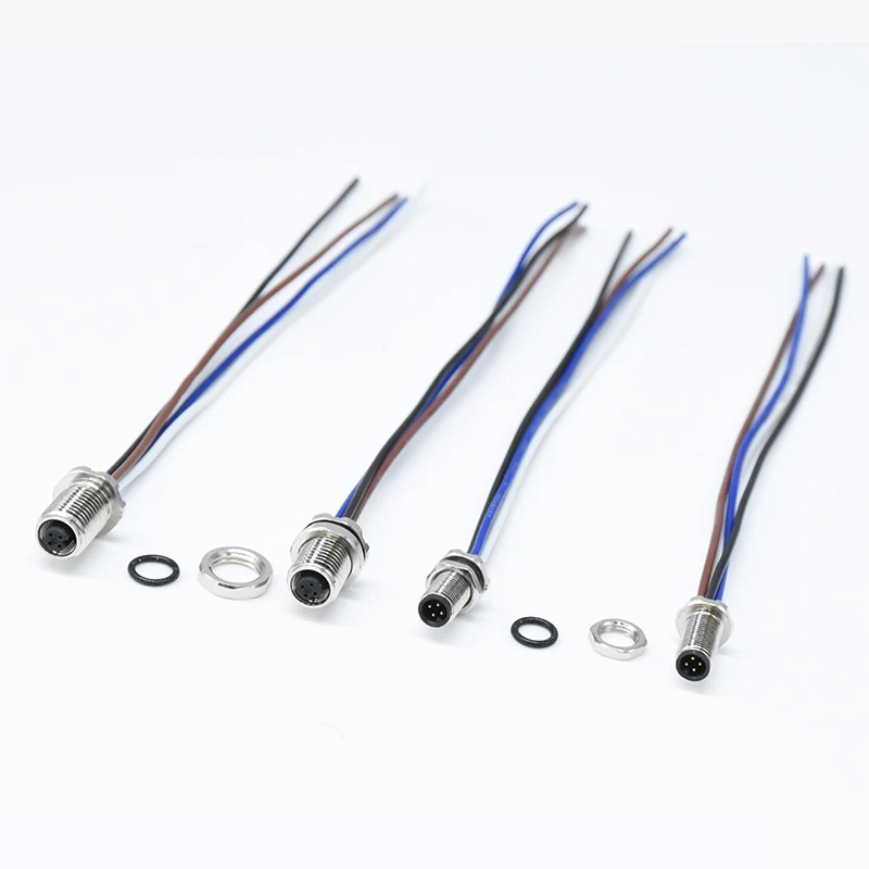 Circular Connector M5 Automotive Electrical wire to board Connector 4 Pin Front Locking Male Female Panel Connector