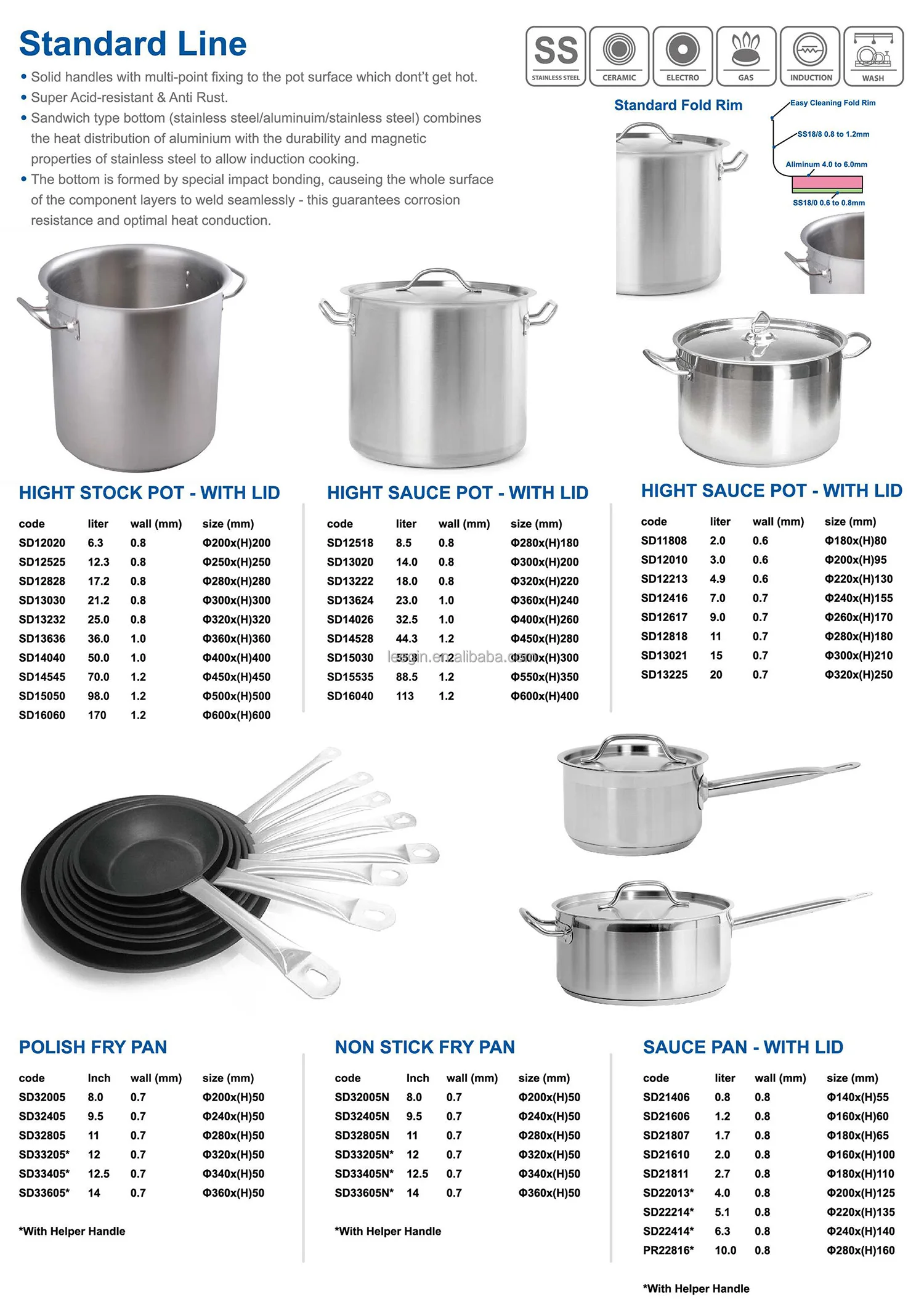 Leegin NSF Cookware Commercial Stainless Steel High Capacity Soup and Stock Pot