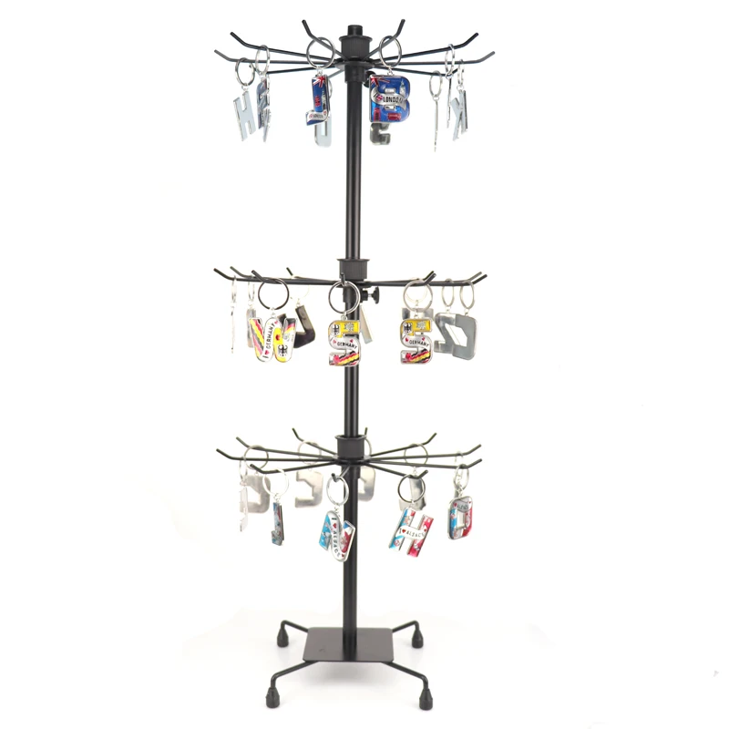 3 Layer Spinning Wire Jewelry Stand Keychain Display Rack - Flexible ...
