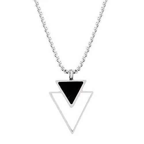 Inverted Triangle Pendant Snake Bone Chain Wholesale Custom Logo Lettering Stainless Steel Double Necklace