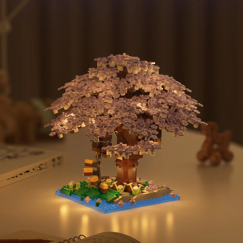 Diy Educational Plastic Model Toy Sakura Tree Building Block Sets for Scenes Including Forest Jungle City Park Flower Farm Trees