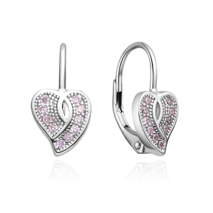 POLIVA Pink Sparkling Drop Earrings 925 Sterling Silver Fine Jewelry 3A Zircon Heart Jewellery Earrings