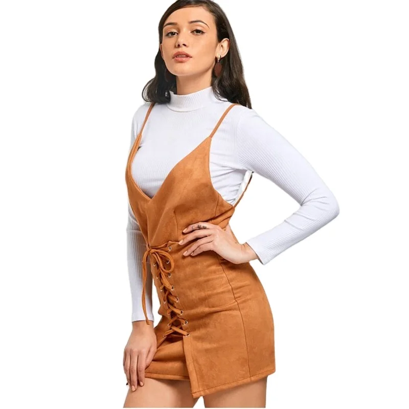 thin strap pinafore dress