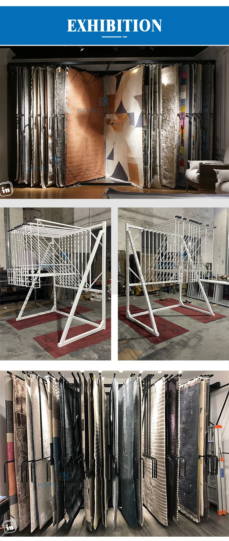 Metal Carpet Display Stand Stands Pageturning Type Carpet Display