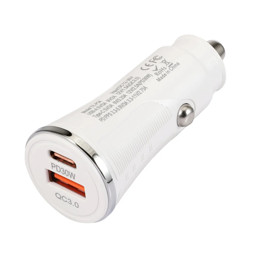 Oem Custom Pd 30w Car Charger Fast Charging Dual Usb Type-c Qc3.0 30w ...