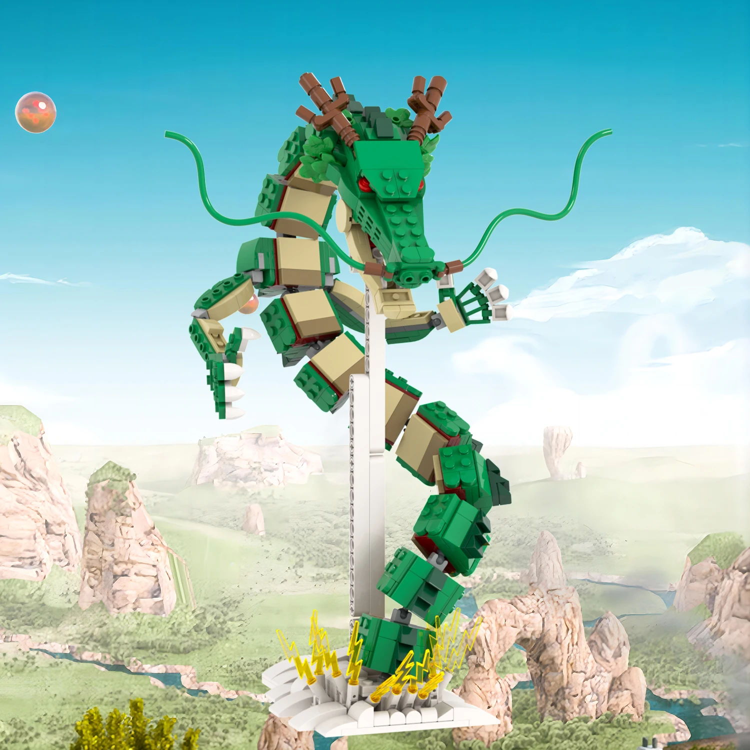 MOC1528 Small Shenron 759Pcs DBZ Japanese Anime Divine Dragon Creative Summon Make Wish Character Assembly Building Blocks Toys