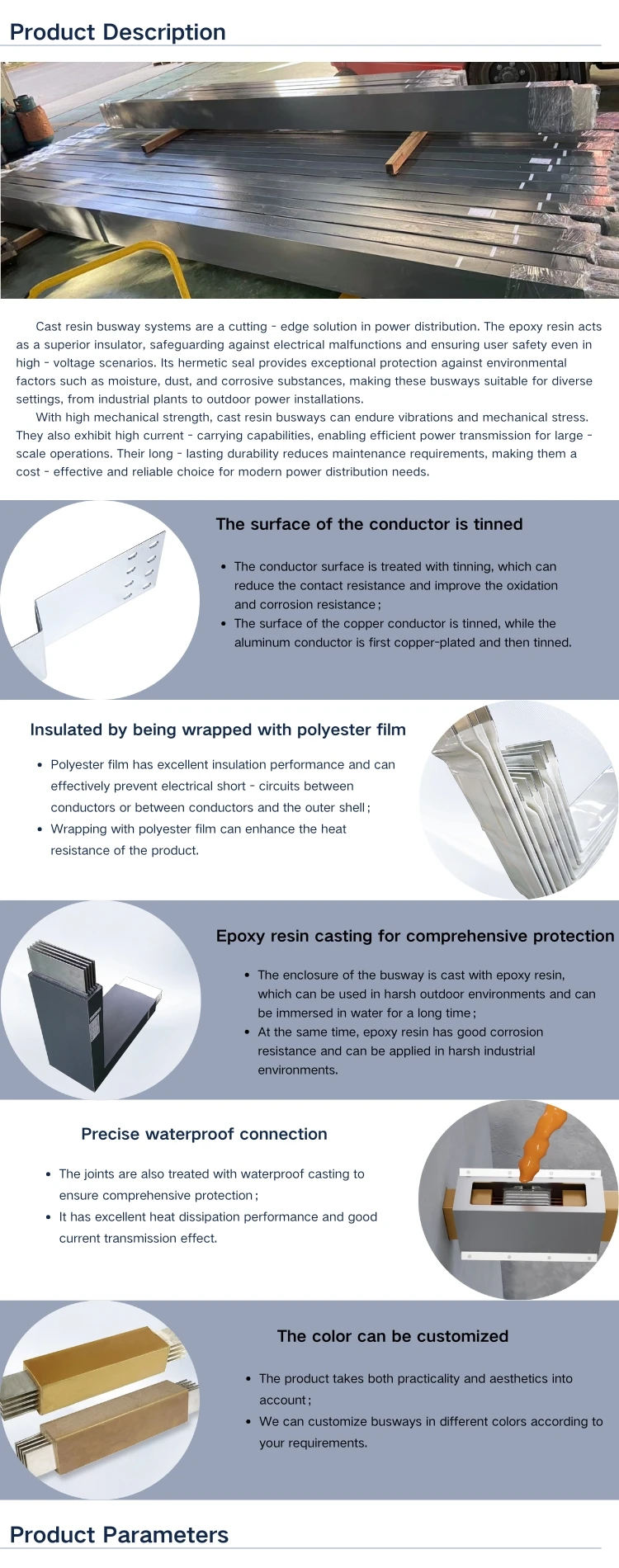 Cast Riser Busbar Customizable Cast Resin Busbar System Busduct High Conductivity ...