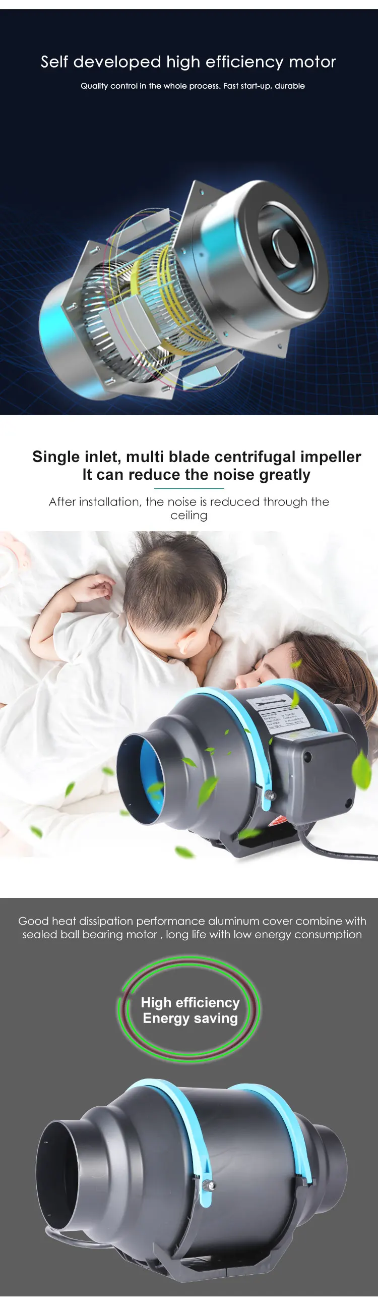Inline Duct Fan, 220V, Plastic - detail 12
