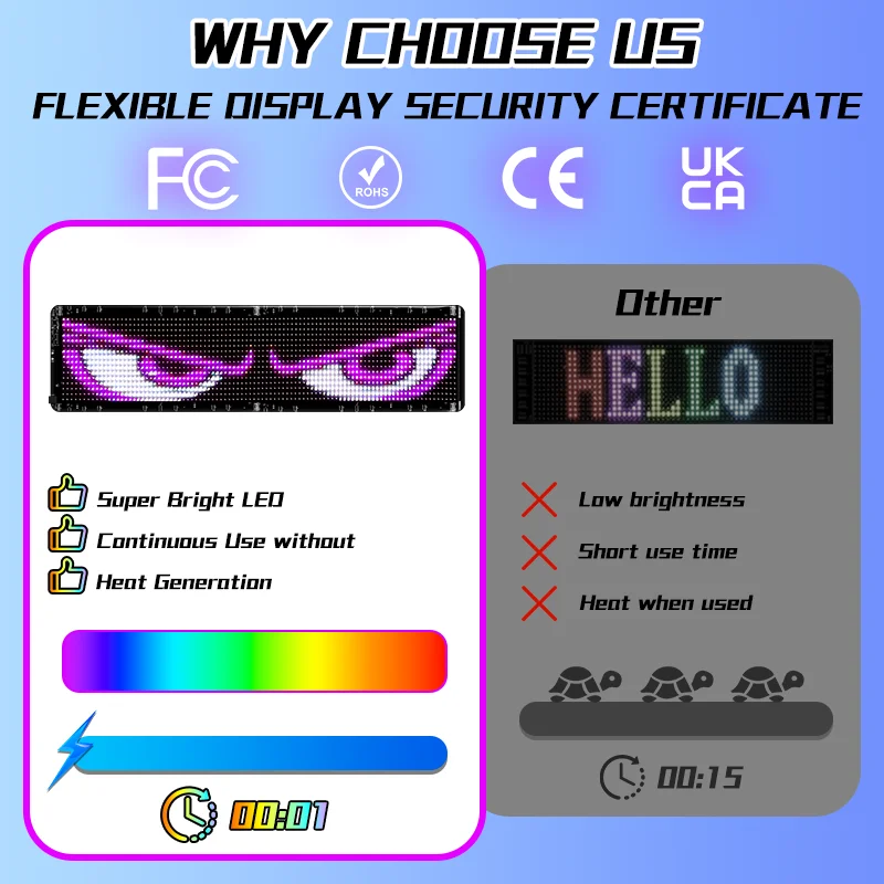 Devil Eyes Smart APP Programmable DIY LED RGB Color LED Screen With Animated Display for Car Accessories Truck Car Light