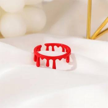Free sample Halloween Funny Decoration horror vampire cut faking blood stain ring personality Diablo bleeding opening ring