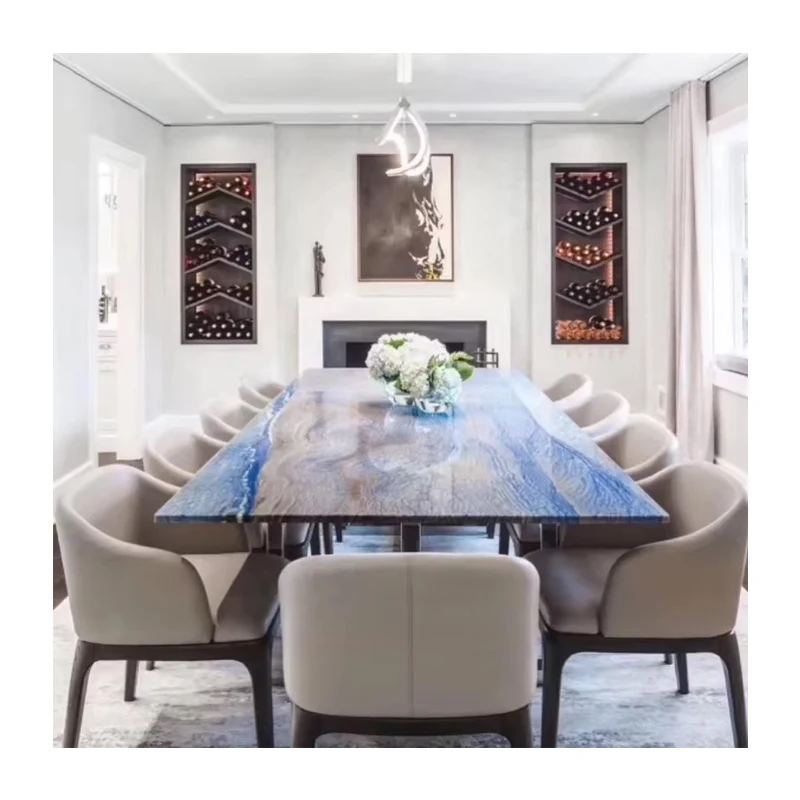 Luxury Azul Macauba Sky Blue Quartzite Quartzite Backlit Bookmatched Slab for Wall Natural Azul Macauba Granite for Villa Decor