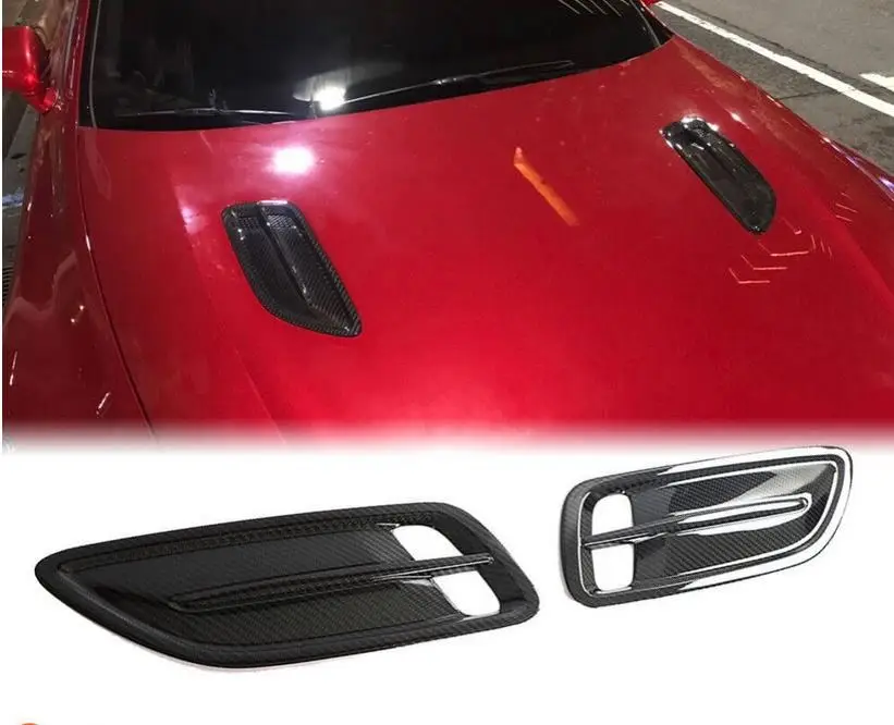 LAIYON ドライカーボンファイバー車のボンネットベントアドオンインサートカバートリム起亜スティンガー 2018-2023 フロン FOR 2018-2023 KIA STINGER REAL CARBON FIBER BONNET HOOD VENT TRIM COVER  OVERLAY