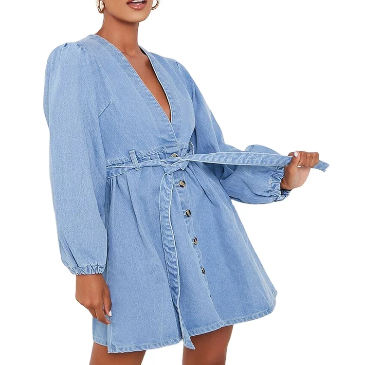 Fashion Denim Party Dresses Spring Lace 