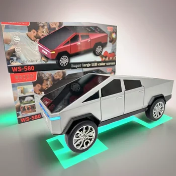 Cyber Future Car Model for Bluetooth Wireless Speaker Creative RGB LED Desktop Ornament Subwoofer Audio Player Party Gift
