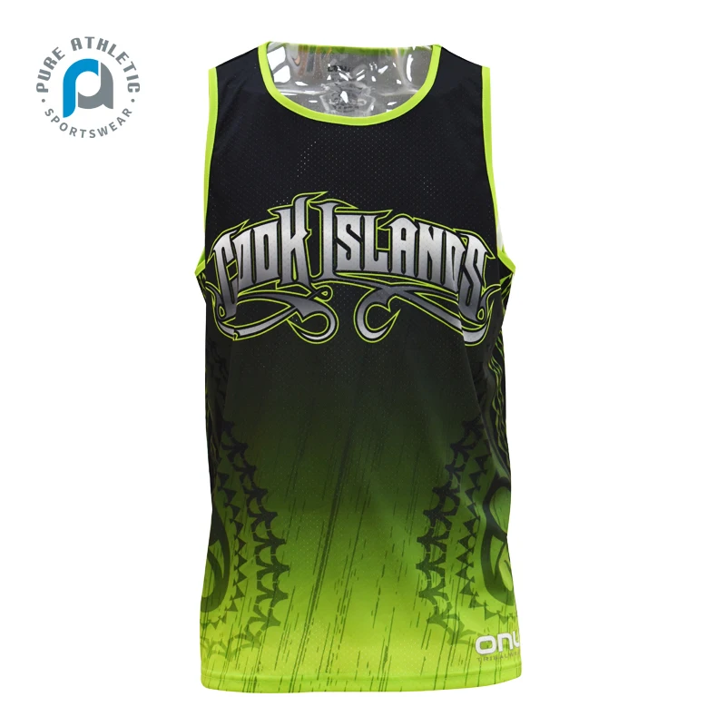 Subliminator Polynesian Tribal Basketball Jersey Green
