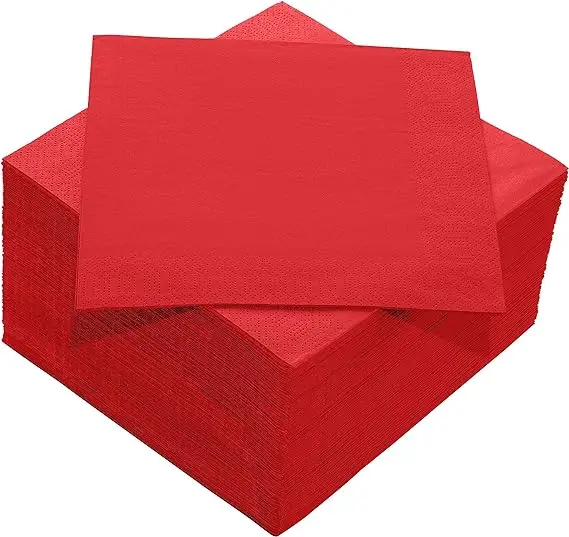 Red Linen-Feel Dinner Paper Napkins40cm*40cm, For Dinners Parties and Catering Supplies, Disposable
