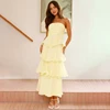 Yellow Multi Tiered Layered Maxi Dress