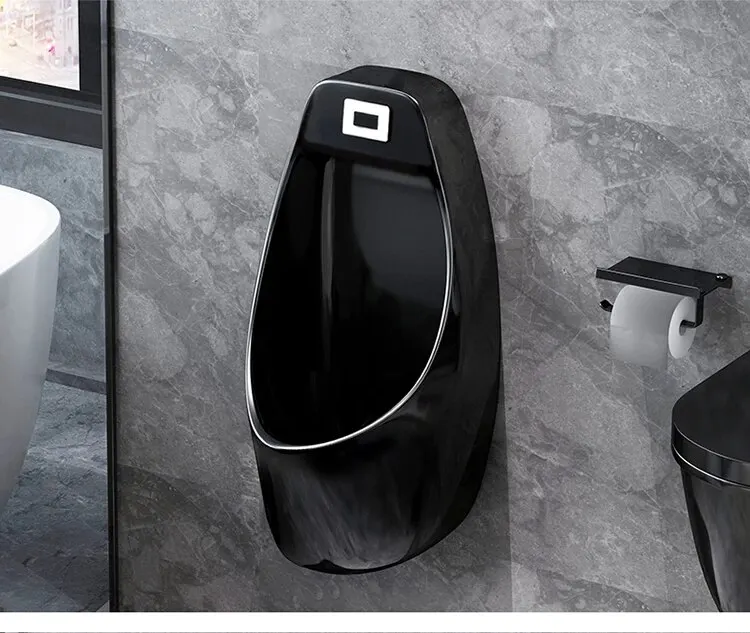 Black Wall-mounted Male Urinal With Automatic Sensor - Ideal For Men's ...