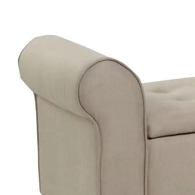Luxurious Multi Functional Top Quality Living Room Rolled Arm Tufted Fabric Storage Ottoman Bench supplier