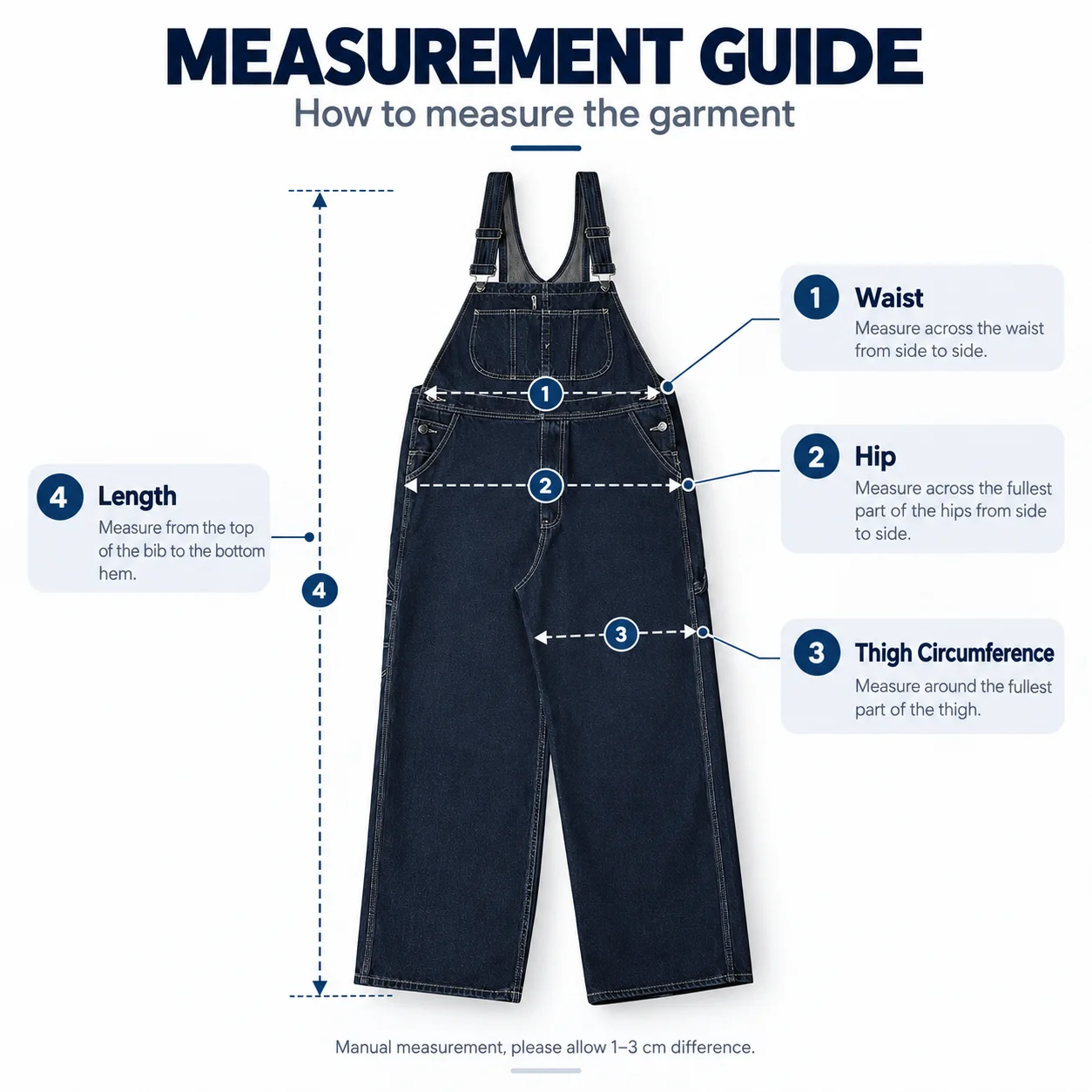 Japanese-Style Overalls Trendy Solid Straight-Leg Workwear Denim Jeans Unisex Jumpsuits (100% Cotton)