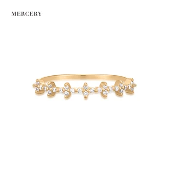 Mercery Jewelry Exquisite Design Eternity Diamond Ring 14K Solid Gold Ring Women Gift Diamond Wedding