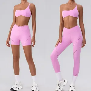 Custom Logo High Waisted Moisture Wicking Compression Durable Stitching Sportswear Pilates Sports Trendy Outdoor Yoga Set