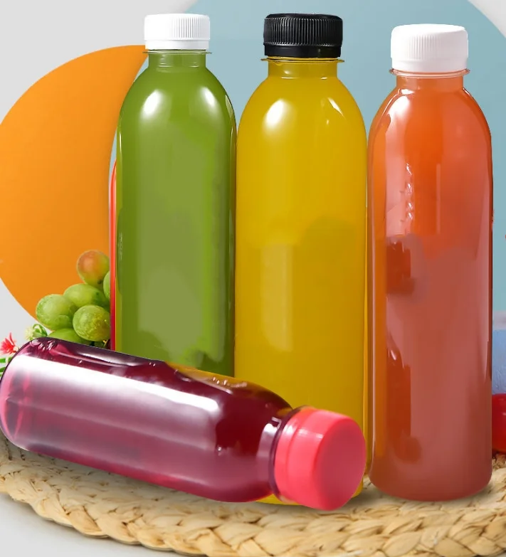 250ml Unique Body Shape Round square for Juice Beverage Water Drink Cup Empty Disposable clear Pet Plastic Bottles with Cap