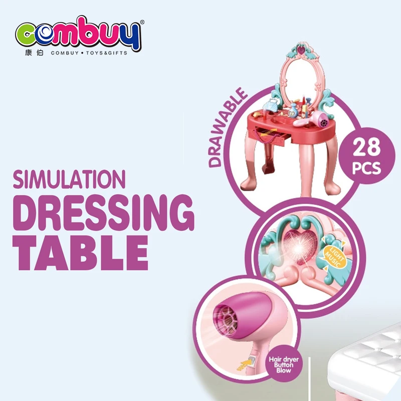 Simulation Mirror Dressing Table Kids Make up Toy Set With Lights Music