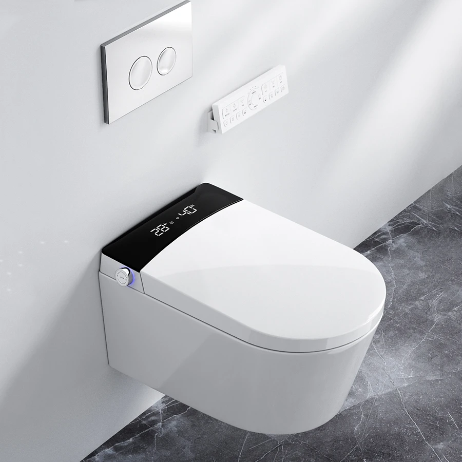 New Design Back To Wall Intelligent Wc Wall Hung Toilet Bowl Automatic Toilet Bidet Bathroom Wall Hung Smart Toilet