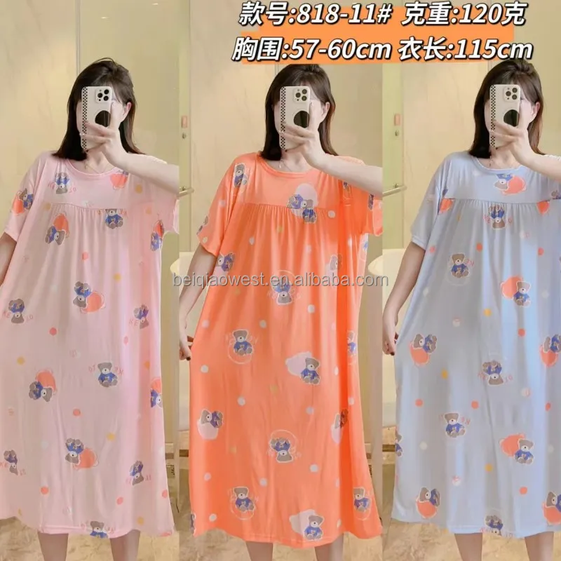 Wholesale Women's Oversize Sleepwear Dress Plus Size Floral Nightgown
