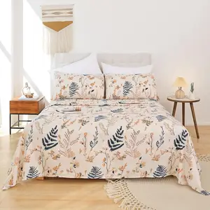 Floral Sheet Set,Printed Microfiber Bed Sheets Deep Pocket