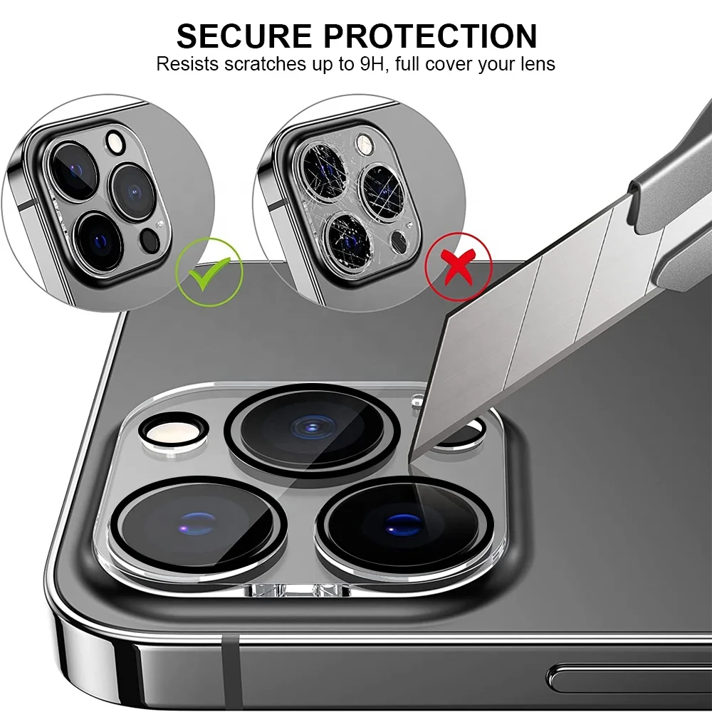 Camera Lens Protector 9H Tempered Glass Protector for iPhone 11 12 13 14 15 Pro Max Camera Lens with Flash Night Shot Circle