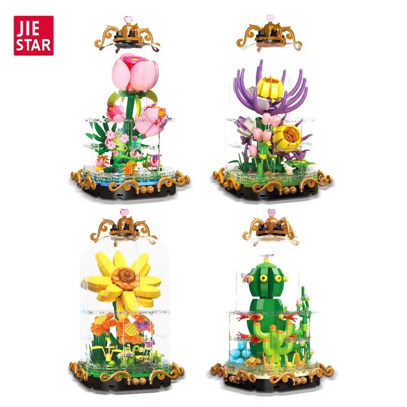 Jie Star JJ9084-9087 Flower Bouquet Building Set - Creative