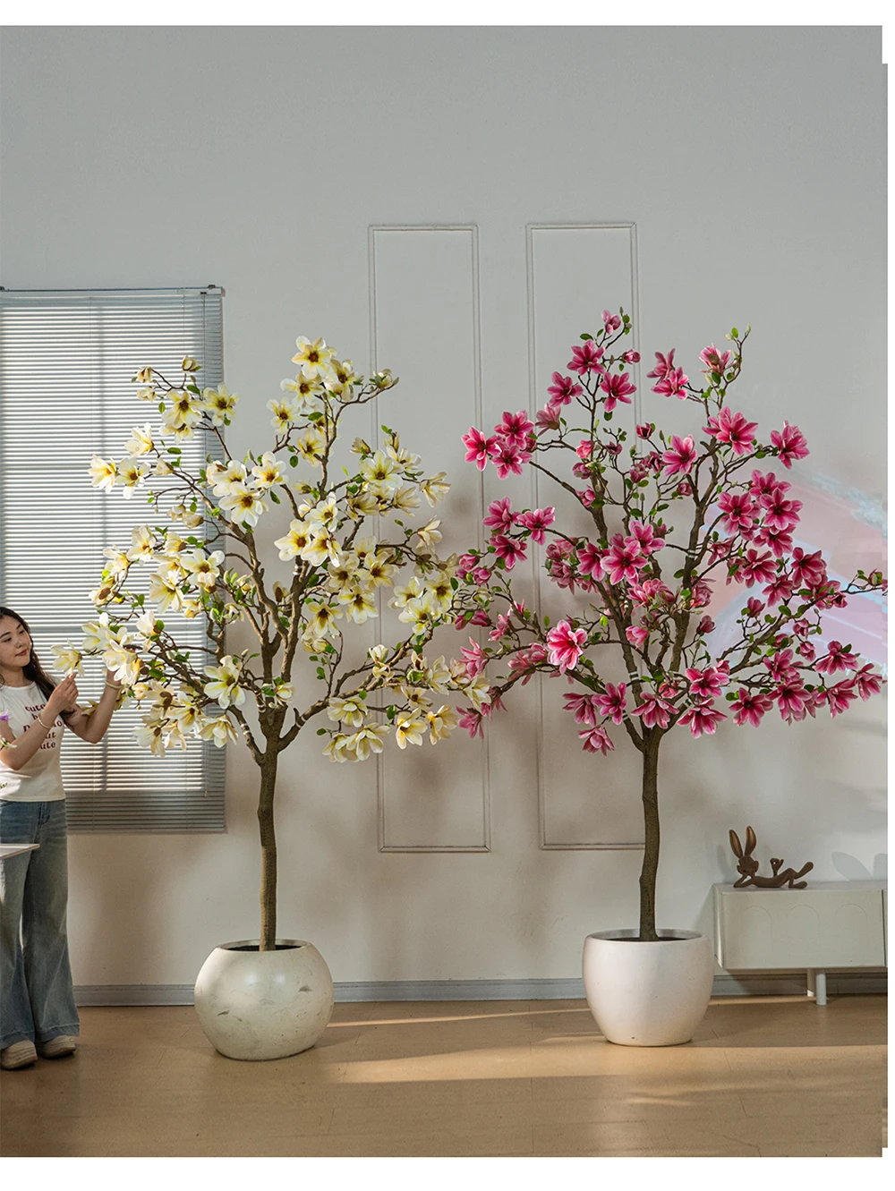 product plastic artificial magnolia tree shaped plant eco friendly high quality landscaper outdoor wedding stage flower decoration-5