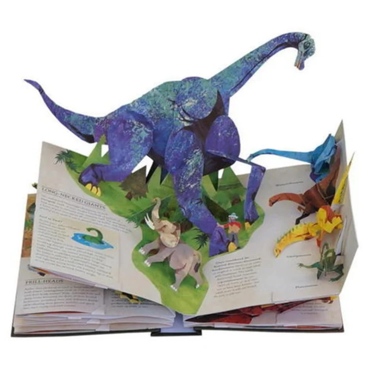 Kids Children Custom Made Printing Collection Preschool English Animal Design Dinosaur Dino Story 3D Flap Picture Pop up Book