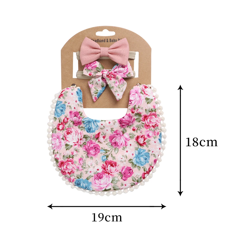 Baby Girl Boy Bibs Kid Toddler Dinner Flower Print Feeding Tassel 