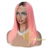 pink human hair wig